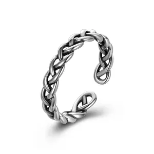 Twinning Open Ring 925 Sterling Silver Oxidized Open Ring Fashion Jewelry Gifts For Women Girls