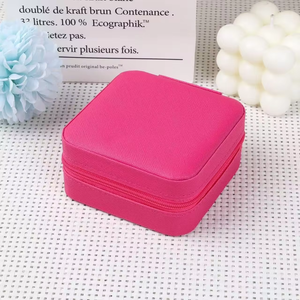 Square PU Leather Jewelry <b>Storage</b> Box, Multi Compartment Zipper Portable Travel Organizer Case for Earrings <b>Rings</b> Necklaces - Product Image 4