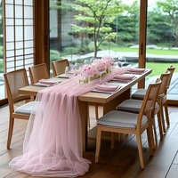 Nappe de table en filet de couleur unie, nappe en polyester, décoration d'intérieur, décoration d'arche de mariage américaine, voile de table pour banquet