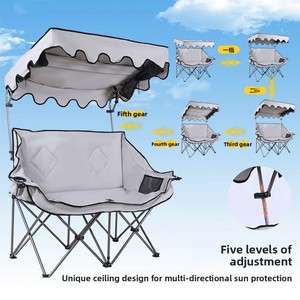 <span class=keywords><strong>Chaise</strong></span> pliante transfrontalière <span class=keywords><strong>avec</strong></span> <span class=keywords><strong>auvent</strong></span>, multifonctionnelle, portable, double dossier, canapé-lit, mobilier d'extérieur, camping, plage - Product Image 3