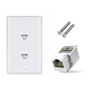 2-Port Cat 6 Ethernet Keystone Coupler <span class=keywords><strong>RJ45</strong></span> tấm Tường nữ để nữ Plug-in tương thích Cat6 Ethernet kết nối phụ kiện - Product Image 1