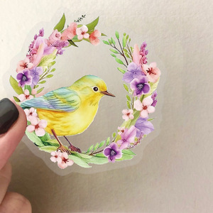 50 pièces étanche animaux Unfading transparent fleur <span class=keywords><strong>aquarelle</strong></span> oiseau autocollant - Product Image 4