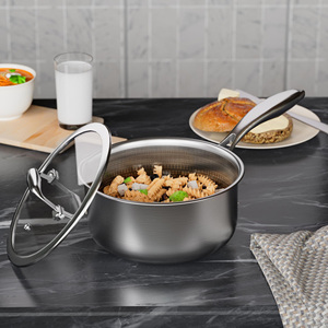 Casserole en acier inoxydable 3 plis avec couvercle, marmite à soupe de haute qualité, design moderne, ensemble d'ustensiles de cuisine - Product Image 6
