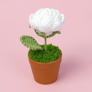 Rose en fil de laine faite à la main au design créatif, petite en pot, bleu glace, pour la décoration de la maison, du bureau, de la voiture, de la remise des diplômes et d'Halloween, vente en gros - Product Image 5