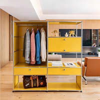 Armoire Modulaire Autoportante Pliante Convertible avec Portes Battantes, Cadre en Acier Inoxydable, Ajustable, Meuble Moderne pour la Maison