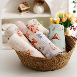 100% Organic Cotton Baby Crinkle Blanket 2 Layer Breathable Newborn <strong>Swaddle</strong> Crepe Muslin Stroller Cover Tummy Time Mat 100*100CM - Product Image 4