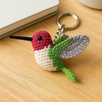Crochet fait main colibri porte-clés PP coton rempli unisexe mignon oiseau tricoté artisanat cadeau pour les amoureux des animaux accessoire quotidien
