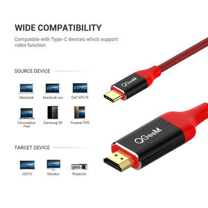 QGeeM USB-C pour <span class=keywords><strong>adaptateur</strong></span> <span class=keywords><strong>HDMI</strong></span> 4K 60Hz Thunderbolt 3 convertisseur pour MacBook pour Huawei <span class=keywords><strong>Samsung</strong></span> <span class=keywords><strong>S10</strong></span> Audio vidéo tressé DP pour Compu - Product Image 1