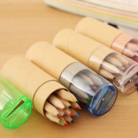 Unionpromo – Mini-crayons personnalisés en bois de tilleul, lot de 12 crayons de couleur avec taille-crayon, non solubles, pour cadeaux et usage général