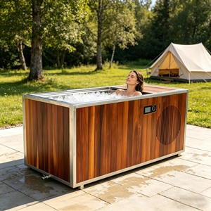 Baignoire à glace portable en bois de cèdre rouge ICEMEND avec # Revêtement en acier inoxydable 304 et éclairage LED pour piscines à immersion froide avec refroidisseur en option - Product Image 6