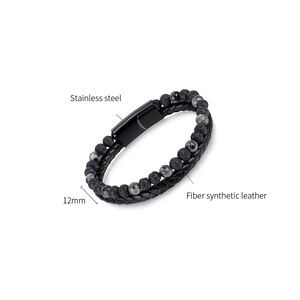 Nouveau <span class=keywords><strong>bracelet</strong></span> tendance en cuir véritable multi-couches avec perles œil <span class=keywords><strong>de</strong></span> <span class=keywords><strong>tigre</strong></span> tissées à la main et fermoir magnétique en <span class=keywords><strong>pierre</strong></span> <span class=keywords><strong>de</strong></span> <span class=keywords><strong>lave</strong></span> pour <span class=keywords><strong>homme</strong></span> - Product Image 3