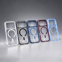 JOYPORODO B568 Coque arrière transparente pour iPhone 15 16 17 18 avec cadre couleur mate, aimant 2400Gs, compatible recharge sans fil, commande de couleurs mélangées