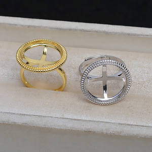 Juego de Accesorios de Plata S925 para DIY, 4928, Soporte para Colgante, Pendientes y Anillos, Base Plana para Perlas de 17mm, Concha de Caballito, Soporte Vacío de 25mm, Chapado en Oro - Product Image 4