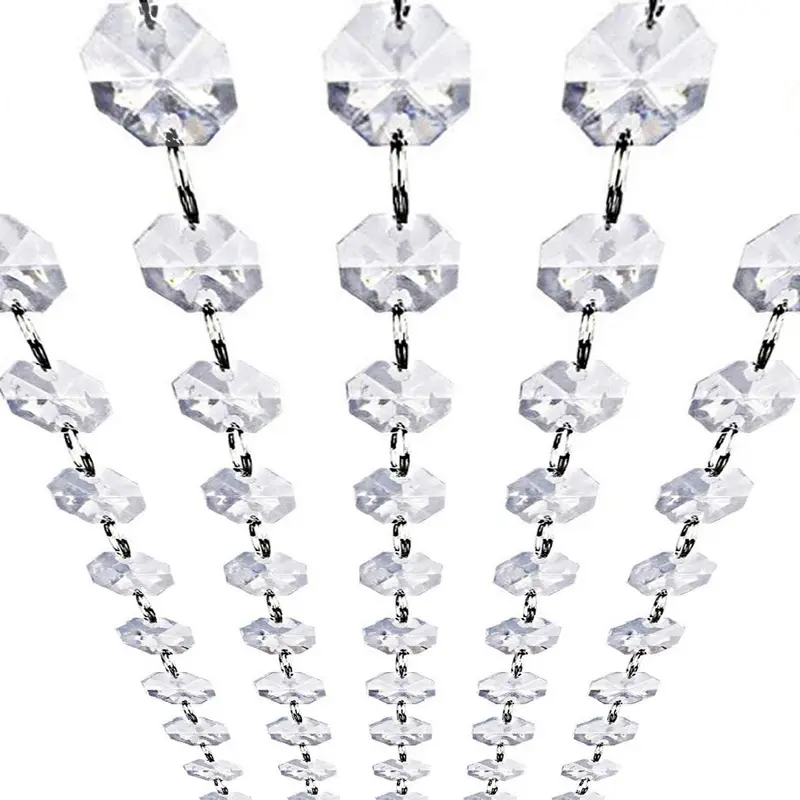 Crystal Acrylic Gems Bead Garland Strands 16 Feet Hanging Clear 14mm Diamond Beads Chain Garlands for Wedding Party Decoration