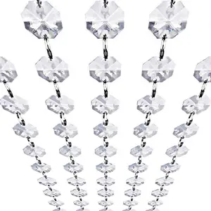 Gemme di cristallo acrilico perline ghirlanda fili 16 piedi appesi trasparenti 14mm perline di diamanti ghirlande a catena per la decorazione della festa nuziale