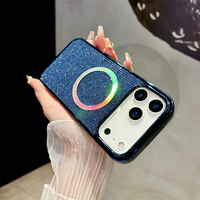 Coque de téléphone magnétique à chargement sans fil avec placage de paillettes brillantes effet diamant pour iPhone 18 Pro Max 17 Air 16 15 Plus