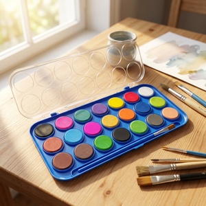 Set di 21 Colori di Acquerelli Solidi con Pennello Gratuito, Non Tossici, per Bambini, Ritorno a Scuola, Materiali Artistici per Disegno - Product Image 1