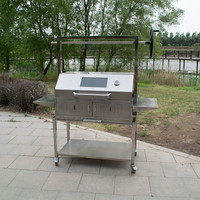 Barbecue portable en acier inoxydable avec gril argentin Santa Maria intégré, type brique réfractaire, pour Asado traditionnel, motorisé