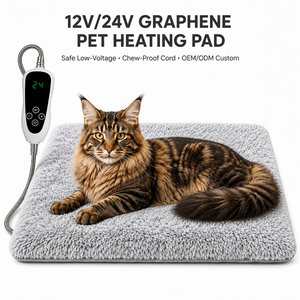 Graphene Heated Pet <b>Blanket</b> Heating Pad for <b>Cats</b> Dogs with Soft Plush Removable Cover Wired Controller OEM ODM Custom Size Shape - Product Image 3
