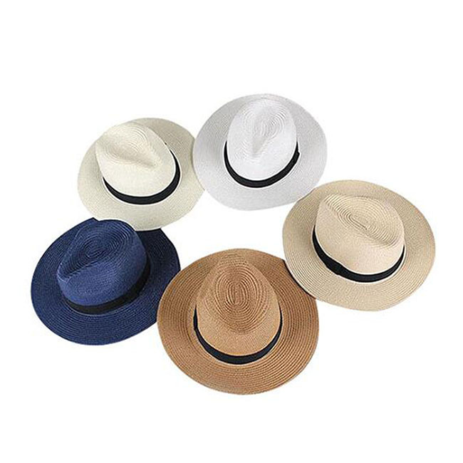 Summer Straw Boater Hat Wide Brim