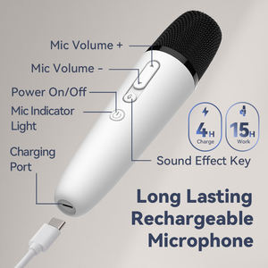 Micrófono de Karaoke, Micrófono de Karaoke Recargable con Receptor USB-A y USB-C, Conexión Plug and Play, Sin Necesidad de Emparejar - Product Image 4