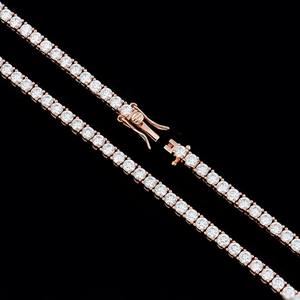 Colliers tennis personnalisés en moissanite 3 mm, 16 et 18 pouces, en argent sterling 925 plaqué or rose, bijoux de mode pour femmes - Product Image 2