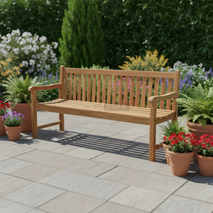 Banc de jardin en teck Anderson, moderne, léger et durable, avec accoudoirs arrondis - Point focal extérieur confortable - Product Image 4