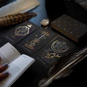 Nhà Máy Giá tùy chỉnh in ấn chất lượng cao tinh tế vàng đóng dấu Vàng cạnh Tarot Oracle thẻ boong với nhung Túi nam châm hộp - Product Image 3