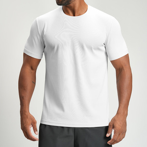 T-shirt pour homme, coupe slim, couleur unie, col rond, 100% polyester, séchage rapide, respirant, manches courtes - Product Image 3