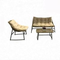 Ensemble de salon de jardin en rotin tressé traditionnel en résine avec structure métallique imperméable, capacité 4 personnes