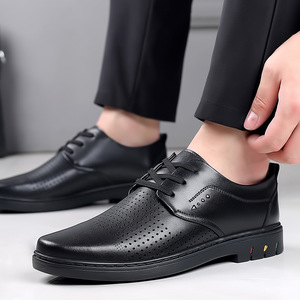 Chaussures habillées en cuir pour hommes, style Oxford, bout rond, semelle extérieure en caoutchouc respirante, pour le bureau et la carrière - Product Image 3