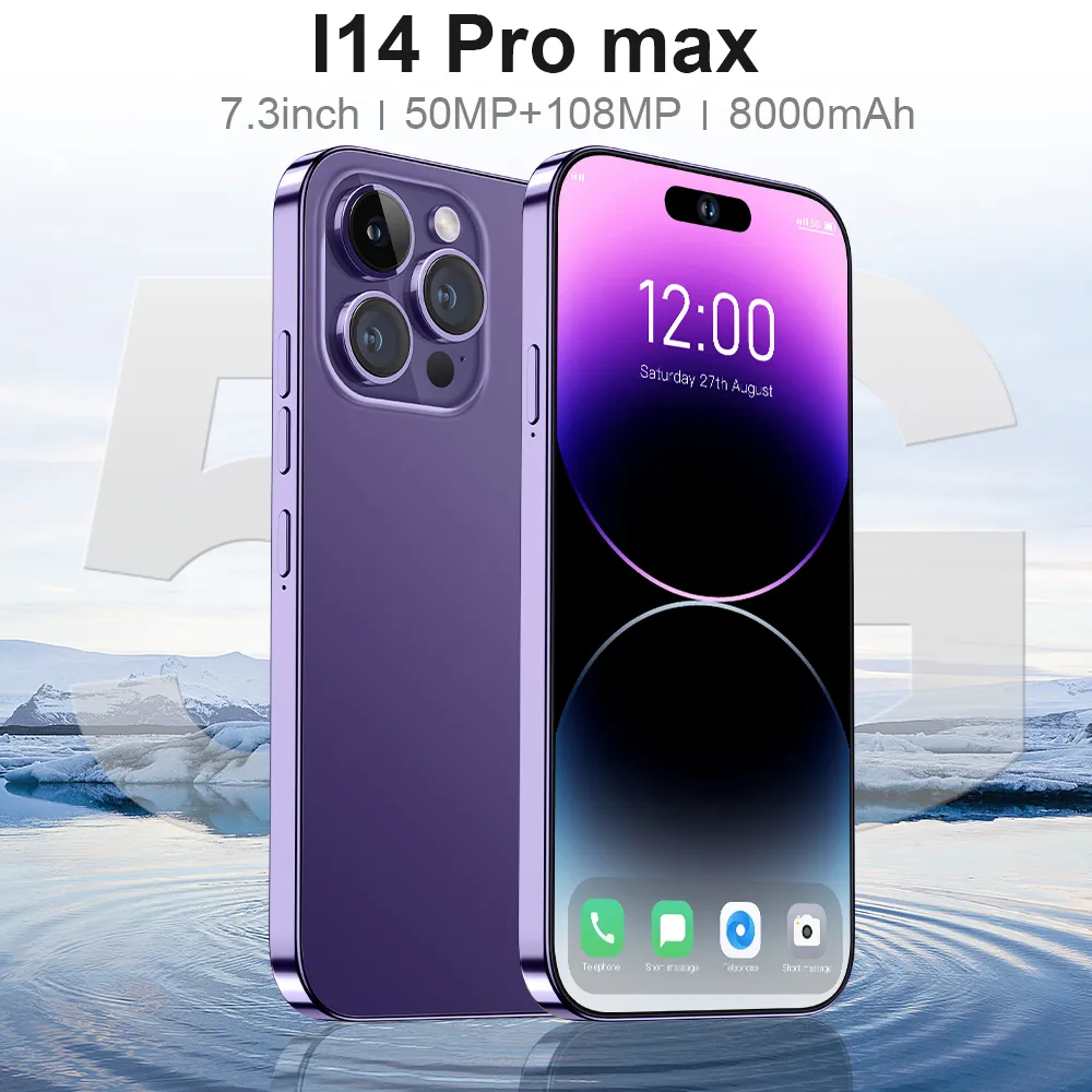 Hot Selling PHONE i14 Pro Max Original Unlock 16GB+1024GB 24MP+48MP Double Sim Card 6800mAh Cell Celular Smart 5G Mobile Phone