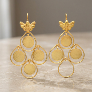 Pendientes de Gancho Clásicos Hechos a Mano en Latón con Diamante para Niños, Estilo Boho - Product Image 3