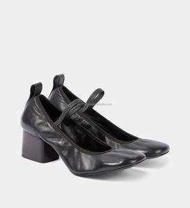 Pumps Derby en peau de mouton à bout carré, originaux, neufs, <span class=keywords><strong>talon</strong></span> empilé de 55 mm, cuir, sandales Mary Jane pour filles, talons carrés de ballerine - Product Image 1