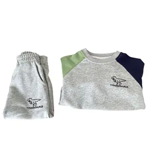 儿童套装2-7岁春季男童字母韩版毛衣小号儿童纯色长裤两件套6049