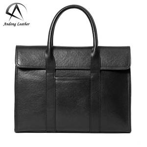 Porte-documents pour homme en cuir Andong, 14 pouces, en cuir de vache véritable, sac à main de grande capacité pour homme, style professionnel, 6798-3 - Product Image 1