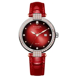 В наличии Высокое качество 316L из нержавеющей стали сапфировое стекло стильный минималистский алмаз солнечной движения женские часы для продажи