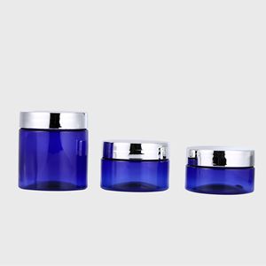 <b>Plastic</b> Cosmetic Jars With Electroplated Screw Top Caps Cylinder Shape PET Material For Cream Storage Customizable <b>Packaging</b> - Product Image 1