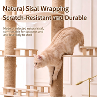 Arbre à chat en bois, tour à chat avec poteaux à gratter en sisal, lit capsule spatiale, hauteur réglable, structure d'escalade multi-niveaux pour chat, carton