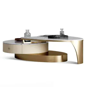 Modern design new center table round marble golden coffee table furniture for tiny house