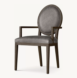 Chaise de salle à manger classique Sassanide, <span class=keywords><strong>fauteuil</strong></span> de salle à manger <span class=keywords><strong>rond</strong></span> en <span class=keywords><strong>cuir</strong></span> contemporain à la française - Product Image 1