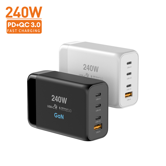 Factory GaN 240W Power Travel Adapter EU US Plug 4 Ports Type-C PD3.1 QC3.0 Mobile Phone Chargers Gan Charger for Laptop Phone