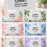 Lingettes pour toilettes OEM ODM en marque privée, 42 lingettes, avec impression personnalisée et couleur du couvercle