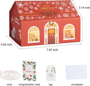 Caja de regalo de Navidad con forma de casa con tapa de hebilla magnética Caja de regalo vacía adecuada para envolver regalos de Año Nuevo de Nochebuena