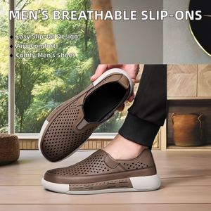 Mocasines de Piel Sintética para Hombre, Transpirables, Casuales de Verano, Color Marrón, Cierre Deslizante, Cómodos, Ligeros, Antideslizantes para Primavera - Product Image 2