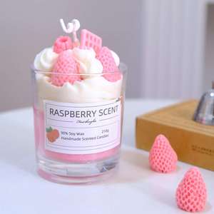 Idées cadeaux pour la journée des enseignants Chambre à coucher Fruits Fraise Cire <span class=keywords><strong>de</strong></span> soja Dessert Coupe <span class=keywords><strong>de</strong></span> crème glacée Bougies parfumées dans un verre à liqueur - Product Image 2