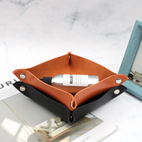 Plateau de valet personnalisé en gros plateau pliable en cuir pour les articles de bureau plateaux de rangement organisateur