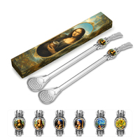 Paille à yerba maté en acier inoxydable écologique, filtre réutilisable, paille à boire avec logo personnalisé pour ensemble cadeau de tasse à maté