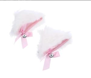 Kat Oor Haar Clip Pluche Bel Bows Haarspelden Anime Lolita Barrette Halloween Cosplay Party Decoraties Wit Zwart Roze - Product Image 1