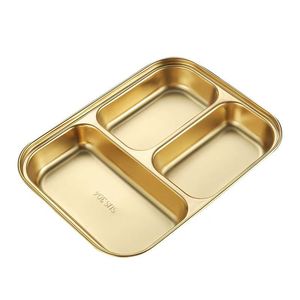 Stainless Steel Dinner Plate Gold Korean Style 304 Double Decked With Lid For <b>Lunch</b> <b>Box</b> Snack Vegetable - Product Image 2